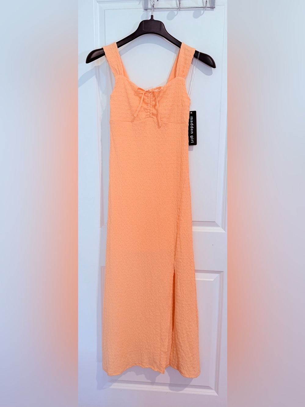 Madden Girl Peach Maxi Dress with Front Slit size S NWT